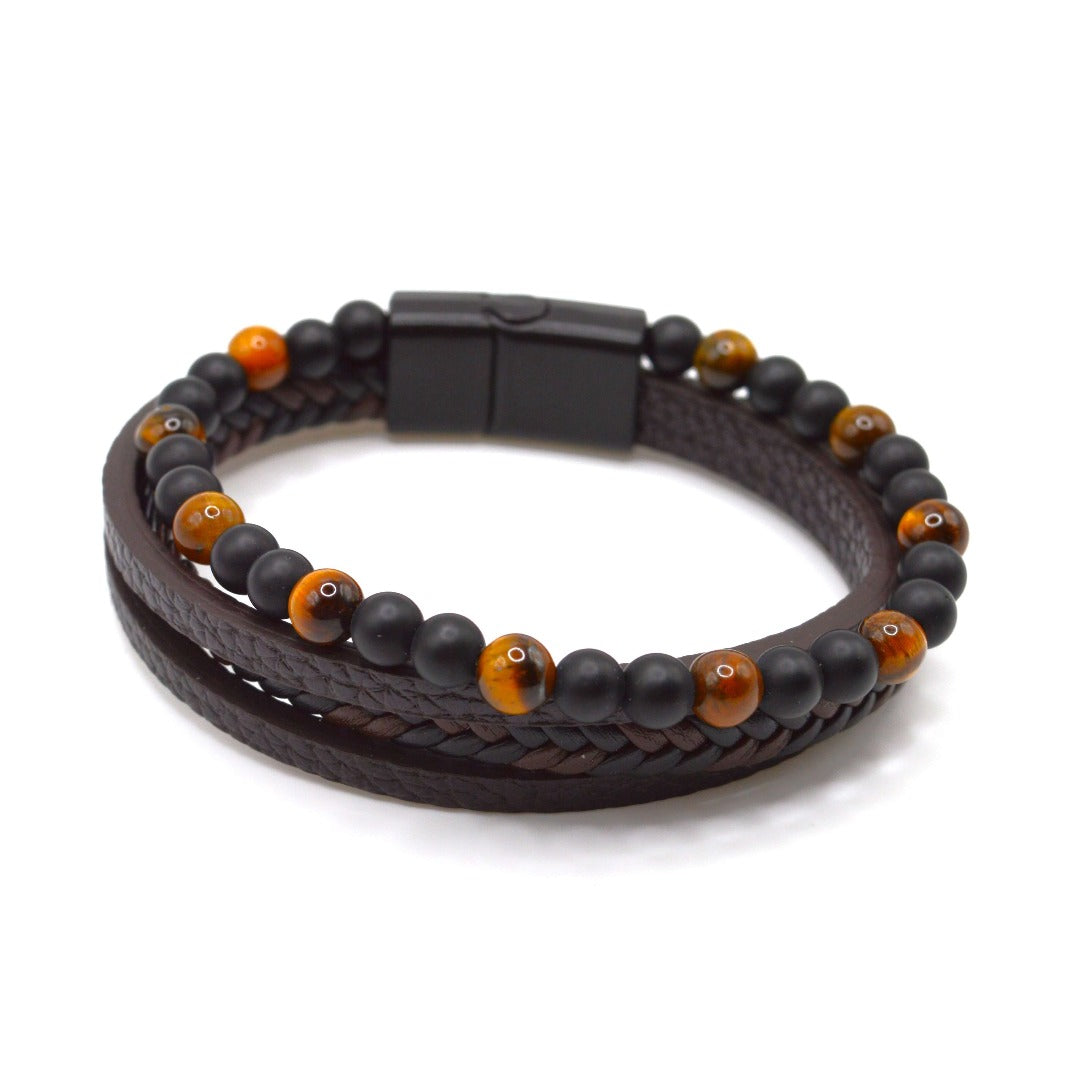 MAVN Of Sweden läderarmband för män med stenpärlor med medföljande presentbox perfekt som present till pojkvän, make eller vän.