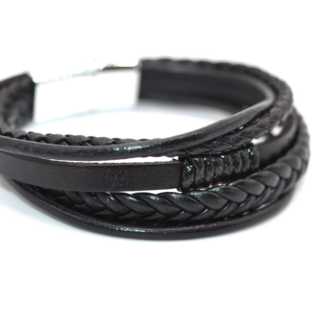 svart läderarmband herr - Nyrup - MAVN Of Sweden, armband, herr, läderarmband, svart, elegans