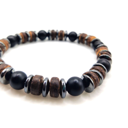 herrarmband, armband för män, naturliga stenar, träarmband, maskulint smycke, stilrent herrarmband, present till män, Österlen armband, prsenttips man, julklapp till man 40 år.