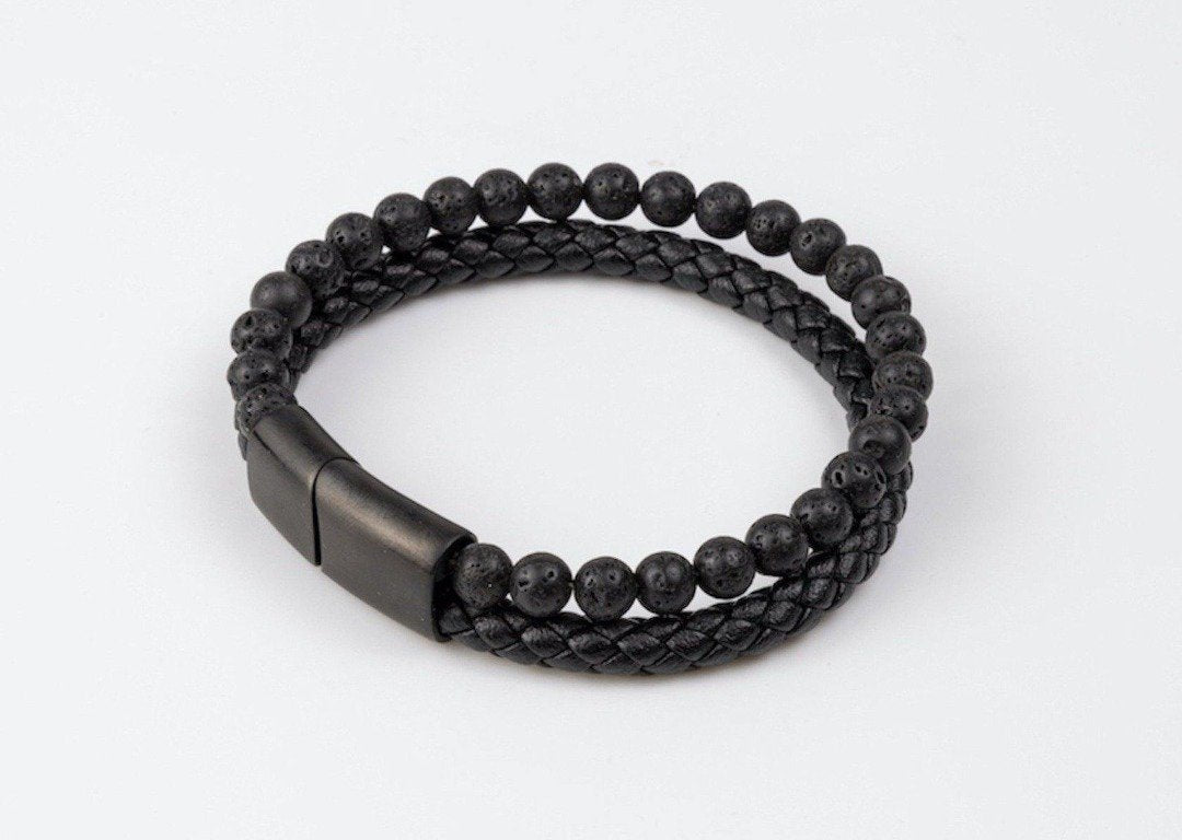 Armband herr läder - Ask - MAVN Of Sweden, armband, herr, läderarmband, stilrent, lavastenar, läder, mode, outfit, Student present