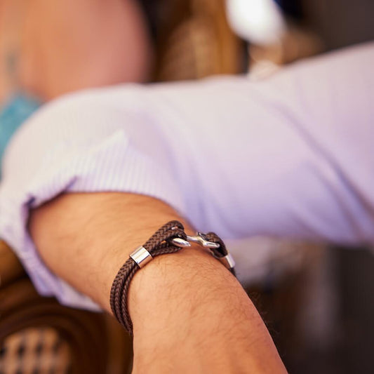 Men's leather bracelet anchor - Vik 