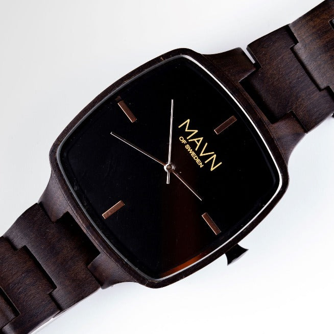 MAVN retro klocka för män av trä, herrklocka, vegansk klocka, trä urfrån mavn of sweden, herrklocka, träklocka, retrostil, handgjord, japansk Quartz, lättviktig, presentidé