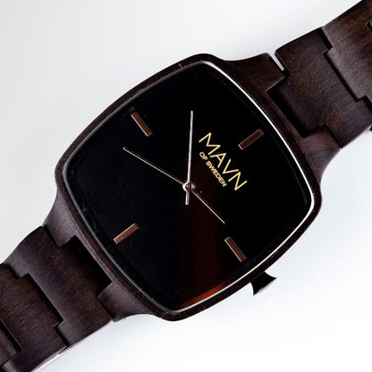 MAVN retro klocka för män av trä, herrklocka, vegansk klocka, trä urfrån mavn of sweden, herrklocka, träklocka, retrostil, handgjord, japansk Quartz, lättviktig, presentidé